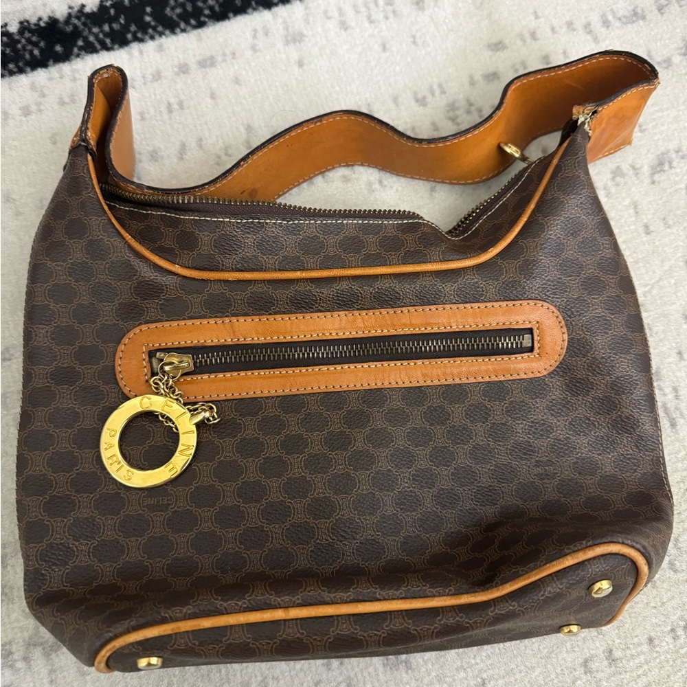 Celine Vintage Brown Patterned Shoulder Bag